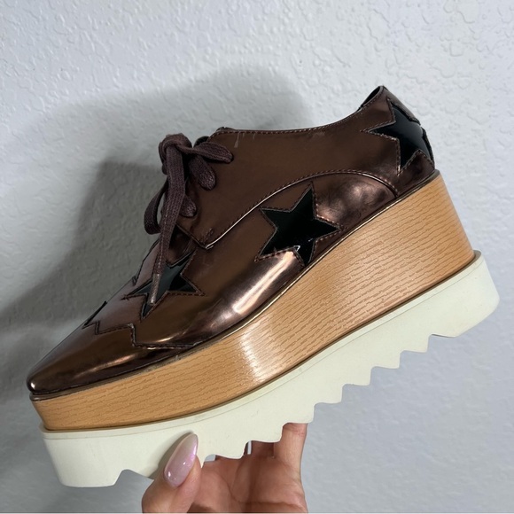 Stella McCartney Elyse Shoes Womens 5 35 Star Platform Bronze Metallic - Picture 12 of 15